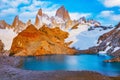 Amazing sunrise view of Fitz Roy mountain. Los Glaciares National park