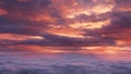 Amazing sunset from above the clouds, aerial view, photorealistic, 4k, 16:9, AI Generated Royalty Free Stock Photo