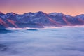 Beautiful mountain winter sunset landscape with panoramic view, Alps, Hohe Tauern national park, Austria Royalty Free Stock Photo