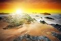 Amazing sunset at Atlantic ocean Royalty Free Stock Photo