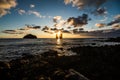 Amazing sunset at the beach of Mosteiros , Azores islands, Portugal. Royalty Free Stock Photo