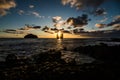 Amazing sunset at the beach of Mosteiros , Azores islands, Portugal. Royalty Free Stock Photo