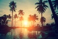 Amazing sunset at a beach resort in the tropics. Nature. Royalty Free Stock Photo