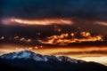 Amazing Sunset Behind Pikes Peak and the Rockies Beautiful Contrast Clouds