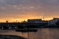 Amazing sunset Cityscape from Millennium Bridge and Thames River, London, Great Britain Royalty Free Stock Photo