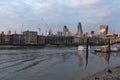 Amazing sunset Cityscape from Millennium Bridge and Thames River, London, Great Britain Royalty Free Stock Photo