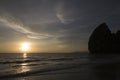 Amazing sunset and cliffs at Had yao beach, Trang, Thailand Royalty Free Stock Photo