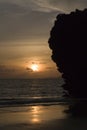 Amazing sunset and cliffs at Had yao beach, Trang, Thailand Royalty Free Stock Photo