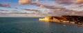 Amazing sunset on the coast in Etretat Royalty Free Stock Photo