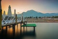 Amazing sunset on the coast of Turkish Riviera with Mount Tahtali in background, Tekirova