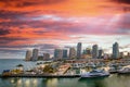 Amazing sunset colors of Miami. Downtown panoramic view Royalty Free Stock Photo