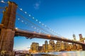 Amazing sunset colors over Brooklyn Bridge in New York Royalty Free Stock Photo