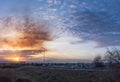 Amazing sunset colors in the sky at the outskirts of Skopje Royalty Free Stock Photo