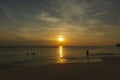 Amazing sunset on Eagle Beach of Aruba Island. Caribbean.Unforgettable view. Royalty Free Stock Photo