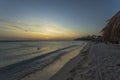 Amazing sunset on Eagle Beach of Aruba Island. Caribbean.Unforgettable view. Royalty Free Stock Photo