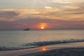 Amazing sunset on Eagle Beach of Aruba Island. Caribbean.Unforgettable view. Royalty Free Stock Photo