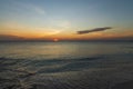 Amazing sunset on Eagle Beach of Aruba Island. Unforgettable view. Royalty Free Stock Photo