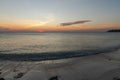 Amazing sunset on Eagle Beach of Aruba Island. Unforgettable view. Royalty Free Stock Photo