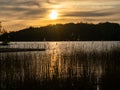 Amazing sunset, at Hancza lake. Suwalski landscape park, Podlaskie, Poland. Royalty Free Stock Photo