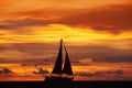 Amazing sunset landscape and ship
