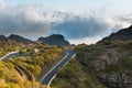 Amazing sunset landscape view Maska canyon in rural park Teno on Tenerife island Spain Royalty Free Stock Photo