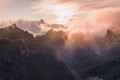 Amazing sunset landscape view Maska canyon in rural park Teno on Tenerife island Spain Royalty Free Stock Photo