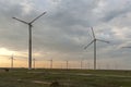 Sunset landscape with Wind turbines near Kaliakra Cape at Black Sea Coast, Dobrich Region, Bulgaria Royalty Free Stock Photo