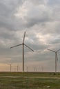 Sunset landscape with Wind turbines near Kaliakra Cape at Black Sea Coast, Dobrich Region, Bulgaria Royalty Free Stock Photo