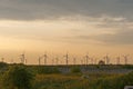 Sunset landscape with Wind turbines near Kaliakra Cape at Black Sea Coast, Dobrich Region, Bulgaria Royalty Free Stock Photo