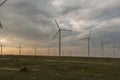 Sunset landscape with Wind turbines near Kaliakra Cape at Black Sea Coast, Dobrich Region, Bulgaria Royalty Free Stock Photo