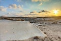 Amazing sunset at Nizzana Hillocks or Nitzana chalk hills. Negev desert
