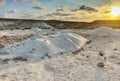 Amazing sunset at Nizzana Hillocks or Nitzana chalk hills. Negev desert in Israel