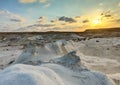 Amazing sunset at Nizzana Hillocks or Nitzana chalk hills. Negev desert in Israel