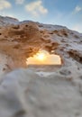 Amazing sunset at Nizzana Hillocks or Nitzana chalk hills. Negev desert in Israel