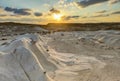 Amazing sunset at Nizzana Hillocks or Nitzana chalk hills. Negev desert. Israel