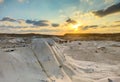Amazing sunset at Nizzana Hillocks or Nitzana chalk hills. Negev desert. Israel