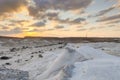 Amazing sunset at Nizzana Hillocks or Nitzana chalk hills. Negev desert. Israel