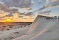 Amazing sunset at Nizzana Hillocks or Nitzana chalk hills. Negev desert. Israel