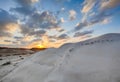 Amazing sunset at Nizzana Hillocks or Nitzana chalk hills. Negev desert. Israel