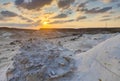 Amazing sunset at Nizzana Hillocks or Nitzana chalk hills. Negev desert. Israel