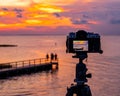 Amazing Sunset Ocean View Bridge Scene Water Front