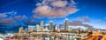 Amazing sunset over Downtown Miami. Panoramic view from Port Boulevard Royalty Free Stock Photo