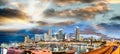 Amazing sunset over Downtown Miami. Panoramic view from Port Boulevard Royalty Free Stock Photo