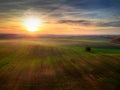 Amazing sunset over the green field, Poland Royalty Free Stock Photo