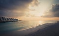 Amazing sunset over Indian ocean in Maldives Royalty Free Stock Photo