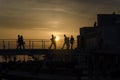 Amazing sunset over pedestrian bridge Royalty Free Stock Photo