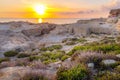 Amazing Sunset over the Sea near Azure Window, Malta, Horizontal View Royalty Free Stock Photo