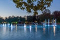 Amazing Sunset over Singing Fountains in City of Plovdiv