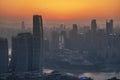 Amazing Sunset over Skyscrapers of Chongqing City