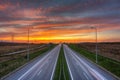 Amazing sunset over the Tricity beltway. Poland Royalty Free Stock Photo